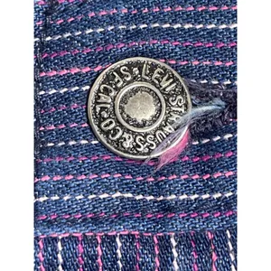Vintage Levi's Women's Blue Striped High Rise Mini Straight A-Line Denim Skirt M thumbnail 5