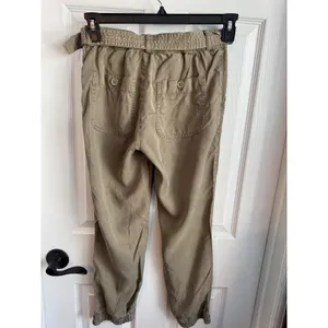 Nicole Miller New York Womens XS Lyocell Jogger Pants Tan Paperbag Waist Belted‎ thumbnail 8