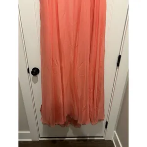 MAC DUGGAL Size 16 Coral Gown Wedding Formal Ball Gown Pleated Bodice Sequins thumbnail 4