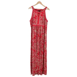 INC Maxi Dress Womens 2X Paisley Red Sleeveless Keyhole Halter Excellent thumbnail 2
