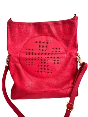 Tory Burch Red Leather ‘Kipp Foldover’ Convertible Messenger Crossbody Clutch thumbnail 3