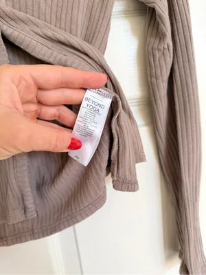 Beyond Yoga Well Traveled Ribbed Lounge Cardigan Taupe Tan Small thumbnail 6