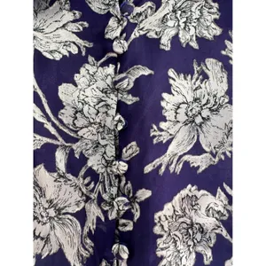 Alice + Olivia Layered Ruffle Sleeve Shirt Blouse Navy Blue Floral Silk Small thumbnail 7