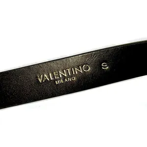 Valentino Garavani Valentino Milano Black Leather Belt with Gold V-Logo Buckle Size S Quiet Luxury thumbnail 5