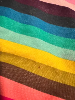 Womens large Victoria's Secret Rainbow Striped Canvas Makeup Cosmetic Bag thumbnail 4