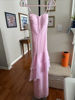 Soft Pink Tiered Maxi Slip Dress with Spaghetti Straps thumbnail 2