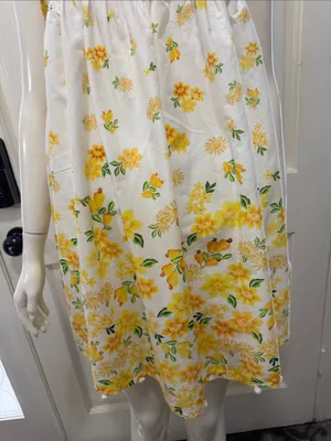 FARM Rio 100% Cotton Azaleia Yellow Floral Tie Straps Mini Dress Size Large thumbnail 5