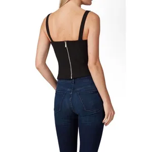 Great Jones‎ Black Bustier Crop Top Structured Corset Back Zip XS Going Out Top thumbnail 2