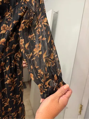 Sincerely Jules Black Midi Dress with Tan Floral Print thumbnail 5