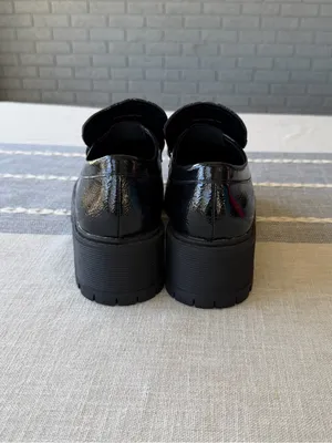 Steve Madden Malvern Chunky Platform Loafers Lug Sole Black Size 8.5 Gold Chain thumbnail 6
