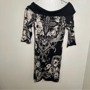 White House Black Market Women's Size Small Off Shoulder Mini Tunic Dress Black thumbnail 5