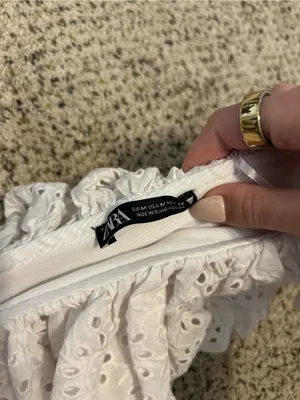 Zara White Eyelet Ruffle Mini Dress thumbnail 2