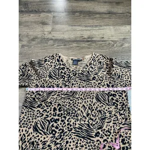 Womens Nina Leonard cheetah print vintage lambswool angora v neck sweater SZ 1+‎ thumbnail 6