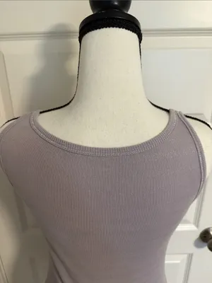 Loft| Women's Ribbed Scoop Neck Tank Top - Lavender with Light Silver Stripes thumbnail 6