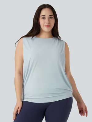 Halara Plus Size Round Neck Cool Touch Yoga Tank Top Frost Veil Grey 2X NWT thumbnail 1