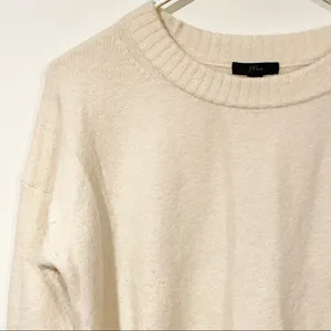 J. Crew Size XS Oversize Cream Wool‎ Alpaca Crewneck Long Sleeve Sweater thumbnail 3