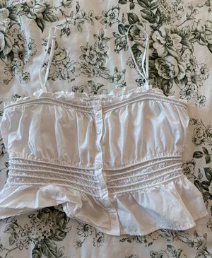Madewell White Smocked Top thumbnail 1