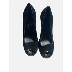 Hollywould Lexington Wedges Women 36 Black Suede Croc Peep Toe Platform Heels thumbnail 4