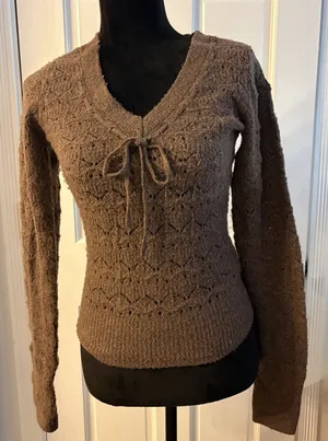 Hollister Y2K Pullover Sweater Size Small Minimalist Earthy Granola Girl Brown thumbnail 1