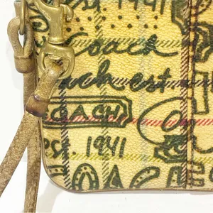 Coach Poppy Graffiti Plaid Scribble Cream Bag Wallet Wristlet thumbnail 2