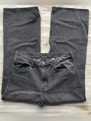 H&M ultra high waist wide leg relaxed fit washed out black fall winter basic 12 thumbnail 1