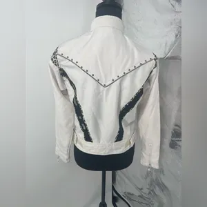 Biker USA design jacket size‎ small white with jaguar print thumbnail 3