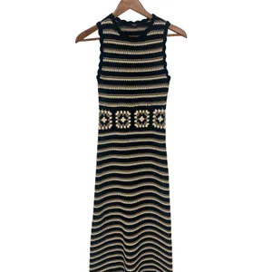Rails Coco Crochet Knit Midi Dress Black Cream Brown‎ XS thumbnail 5