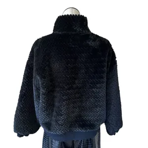 NWOT Abercrombie & Fitch Black 1/4 Zip Faux Fur Sherpa Heavyweight Jacket thumbnail 5