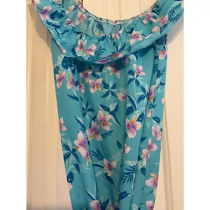 Vintage Hilo Hattie Hawaii Floral Maxi Dress Off Shoulder Ruffle Blue Purple M‎ thumbnail 7