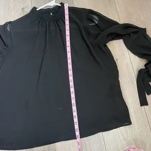 Forever 21 Chiffon Shirred Mock Neck Top black blouse thumbnail 8