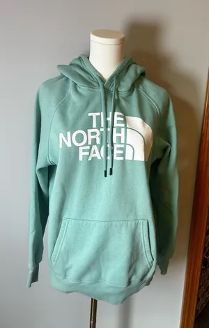 The North Face Mint Teal Pullover Hoodie with White Logo Size M thumbnail 1