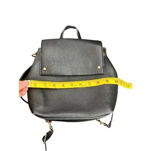 A New Day black faux leather convertible backpack Leather snap closure mini back thumbnail 6