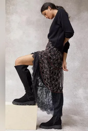 Anthropologie bl-nk embroidered chiffon and lace maxi skirt thumbnail 5