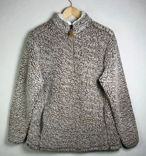 Nordic Fleece Women’s Sherpa Pullover Quarter Zip Teddy Faux Fur Sz M thumbnail 1