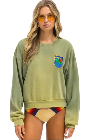 Aviator Nation California Palm Patch Relaxed Crew Sweatshirt - Faded Army thumbnail 1