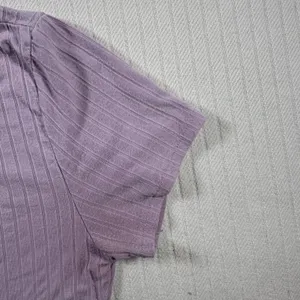 Bozzolo Women Ribbed Crop Top S Small Purple Lavender Short Sleeve Crew Neck Tee thumbnail 5
