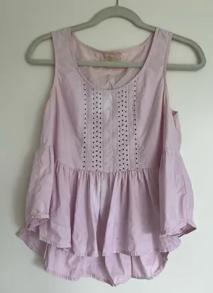 Pink Peplum Anthropologie Tank Top thumbnail 1