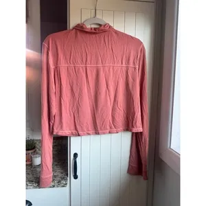 Intimately Free People Pink Long Sleeve Button Down Pajama Top Cropped Size XS thumbnail 3
