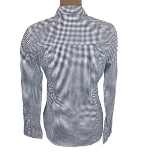 Abercrombie & Fitch micro plaid Oxford moose logo embroidery shirt navy white M thumbnail 2