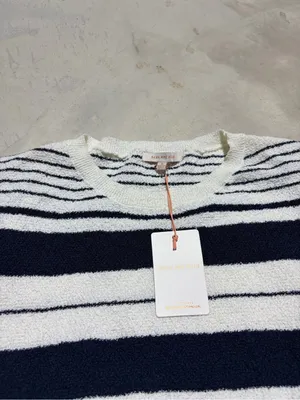 Skies are blue NWT terry cloth Striped Sweater tank navy medium MSRP$53 thumbnail 2