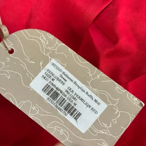NWT Meshki Sulianna strapless ruffle midi dress vermillion red women's size M thumbnail 4