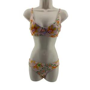Blackbough Liv Pink Floral Colorful Psychedelic Print Bikini Womens Small thumbnail 2