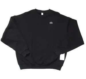 NWT Alo Unisex Accolade Crew Neck Pullover in Black Relaxed Fleece Sweatshirt M thumbnail 1