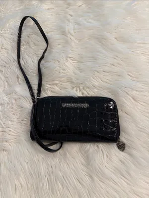 Brighton Black Croc-Embossed Crossbody /Wallet excellent condition see photos thumbnail 11