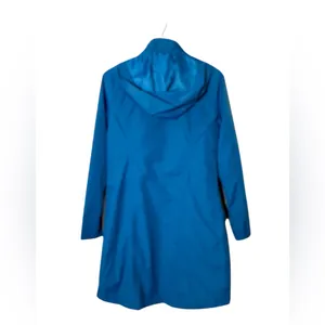 Orb Brand nylon rain‎ jacket snap zip utility faux fur lining blue gray thumbnail 2