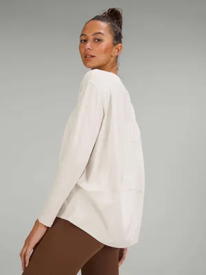 Lululemon Back in Action Long Sleeve Shirt Nulu In White Opal thumbnail 2