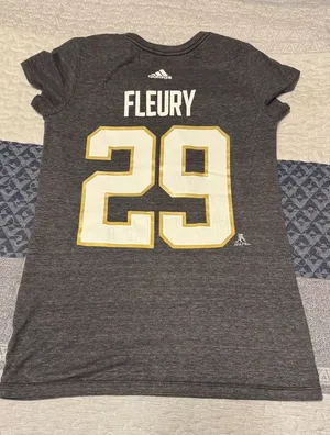 Fanatics VGK Vegas golden knights Adidas Gray Fleury women jersey TShirt Small thumbnail 1