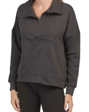WILO The Label Size L Bella 1/2 Zip Sweatshirt Charcoal Grey Gray Minimalist thumbnail 1