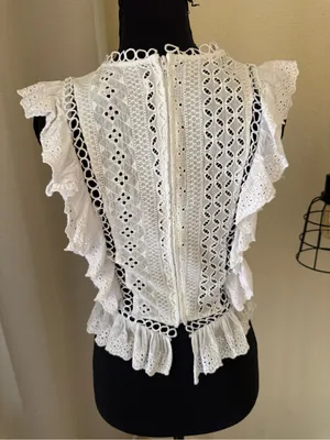 DO+BE White Eyelet Ruffle Lace Peplum Top Size Small thumbnail 5
