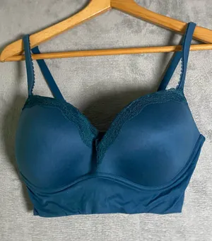Dobreva Longline Wireless Lace-Edge Bra in Teal Blue size 36D‎ thumbnail 1